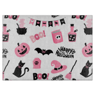 Rosa und Schwarzes Halloween Schneidebrett