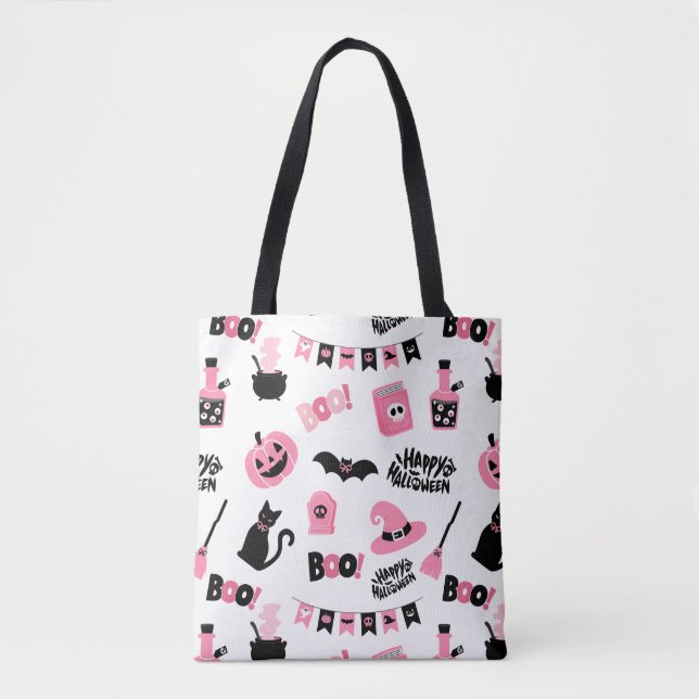 Rosa und Schwarzes Halloween Tasche (Vorderseite)