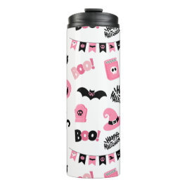 Rosa und Schwarzes Halloween Thermosbecher