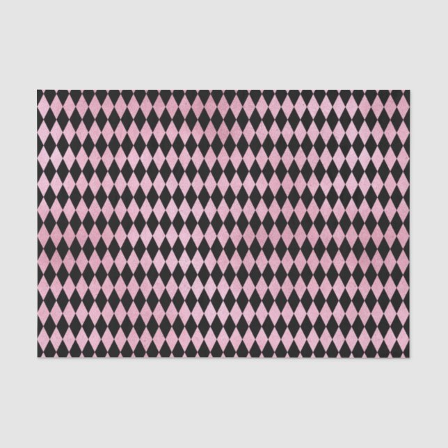 Rosa und schwarzes Harlequin Diamond Seidenpapier (Vorderseite)
