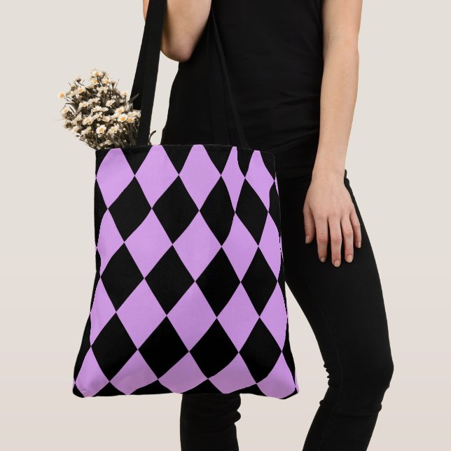 Rosa und Schwarzes Harlequin Tasche (Von Nahem)