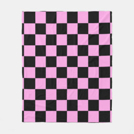 Rosa und schwarzes kariertes Quadratmuster  Fleecedecke