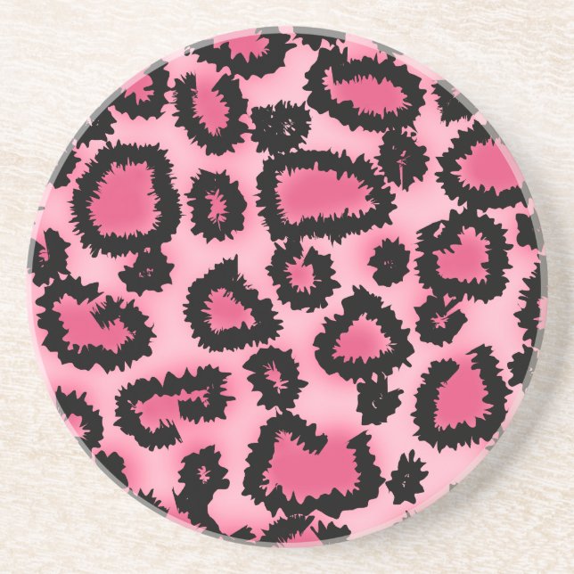 Rosa und schwarzes Leopard-Druck-Muster Getränkeuntersetzer (Vorne)