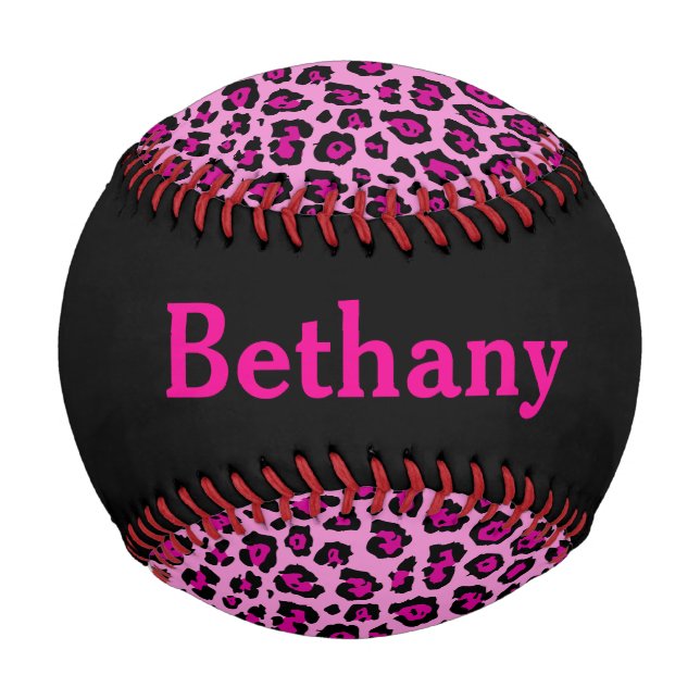 Rosa und schwarzes Leopard mit Namen Baseball (Vorderseite)