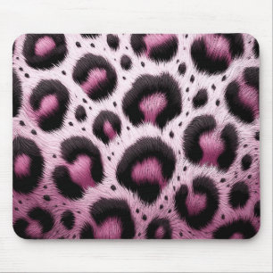 Rosa und schwarzes Leopardenfell-Tierdruck Punkte  Mousepad