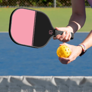 Rosa und schwarzes modernes geteiltes Bildschirmde Pickleball Schläger