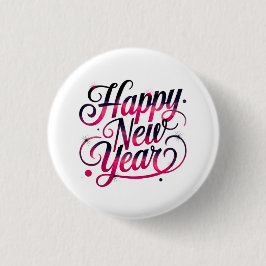 Rosa und schwarzes Neujahrs-Skript-Abzeichen 2026 Button