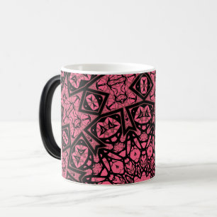 Rosa und schwarzes Ornamentshawltuch Patchworkshaw Verwandlungstasse