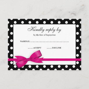 Rosa und schwarzes Polka-Punkt-Bogen UAWG RSVP Karte