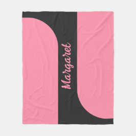 rosa und schwarzes Skript Mädchen-Monogramm-Name Fleecedecke