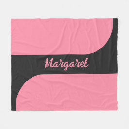 rosa und schwarzes Skript Mädchen-Monogramm-Name Fleecedecke