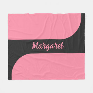 rosa und schwarzes Skript Mädchen-Monogramm-Name Fleecedecke