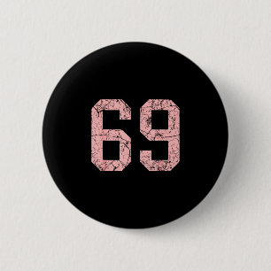 Rosa und schwarzes Trikot Nummer 69 Spieleruniform Button