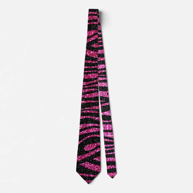 Rosa und schwarzes Zebra drucken Bling (Imitat Gli Krawatte (Vorderseite)