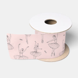 Rosa und Silber Ballerina Muster Satinband