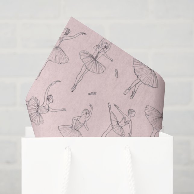 Rosa- und Silber-Ballerina-Muster Seidenpapier (Geschenktüte)