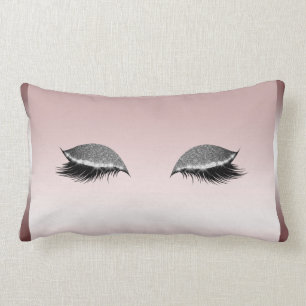 Rosa und Silber Glitzer Makeup Eyelashes Rose Gold Lendenkissen