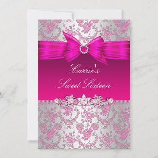 Rosa und Silber Rose 16 . Geburtstag Einladung