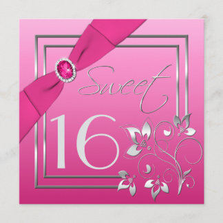 Rosa und Silberblume 16 . Geburtstag Einladung