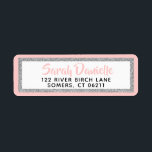 Rosa und silberer Glitzer Bat Mitzvah Adressetiket<br><div class="desc">Dieses personalisierte gemusterte Adressetikett zeichnet sich durch trendigen Glitzer und Ihren Namen und Ihre Adresse aus. Fügen Sie Ihre Informationen zum Vorlagenformular hinzu.</div>