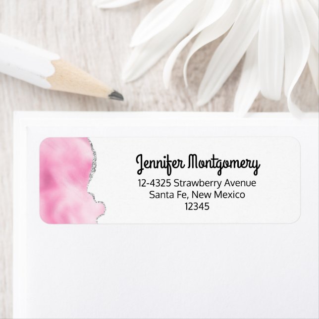 Rosa und silberne Imitate Glitzer Border Stilvoll (Insitu)