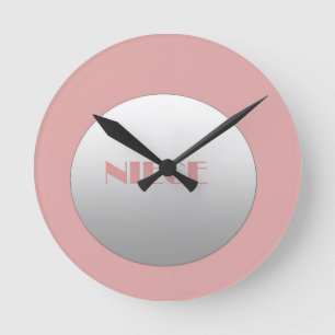 Rosa und Silberne Nichte Runde Wanduhr