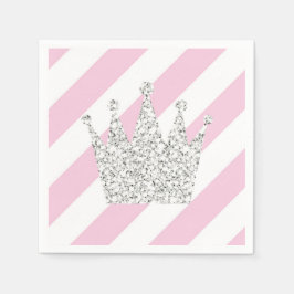 Rosa und silberne Prinzessenkronen Napkins Serviette