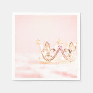 Rosa und Silberne Prinzessinnenkrone Serviette