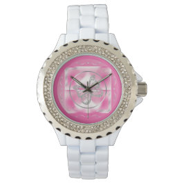Rosa und Silberschmetterling und unendliche Zeiche Armbanduhr