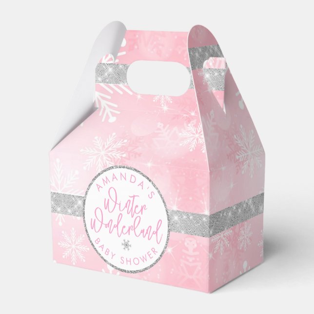 Rosa und Silberschneeflocke Geschenkschachtel (Vorderseite)