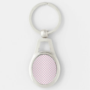 Rosa und silberweißes Polka-Punkt-Muster Schlüsselanhänger