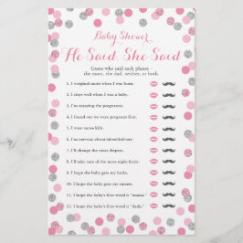 Rosa und Silver Baby Dusche sagte er sagte, sie sp