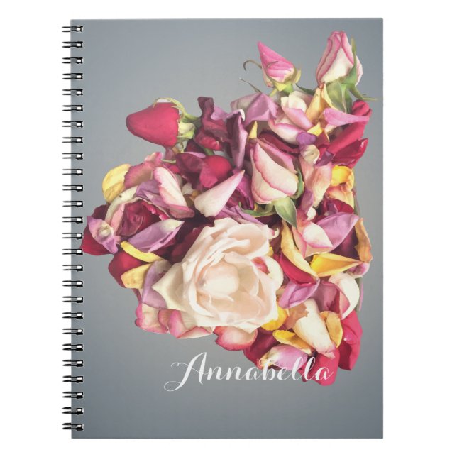 Rosa und Silver Rose Bouquet personalisiert Notizblock (Vorderseite)