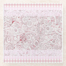 Rosa und Spitzen Glasuntersetzer