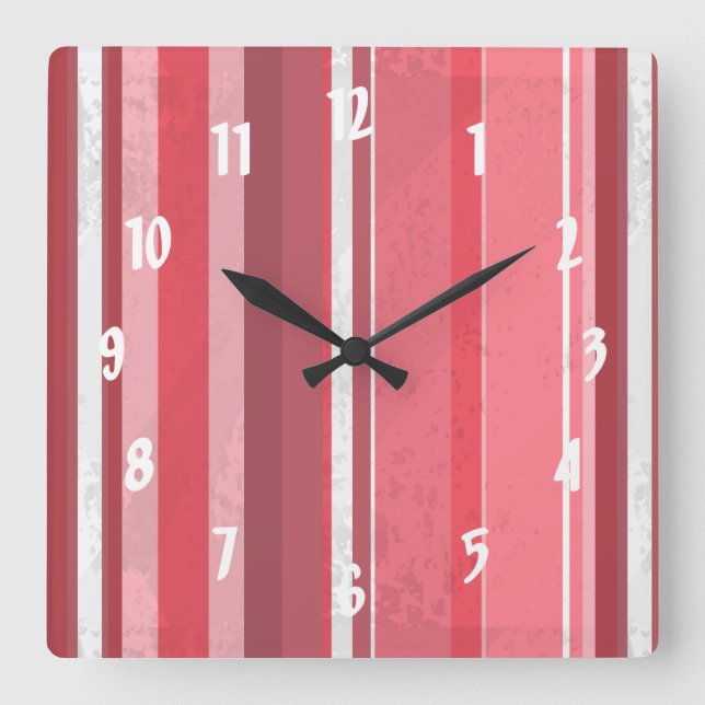 Rosa und stinkende Streifen Quadratische Wanduhr (Vorderseite)