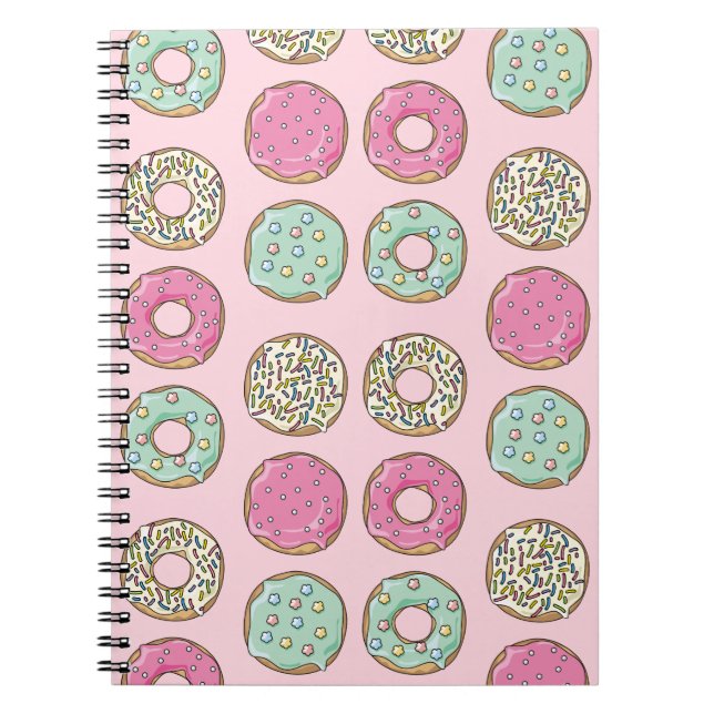 Rosa und tadelloses Krapfen-Druck-Notizbuch Notizblock (Vorderseite)