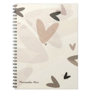 Rosa und Taupe-Herzen Moderne Chic Personalisiert Notizblock
