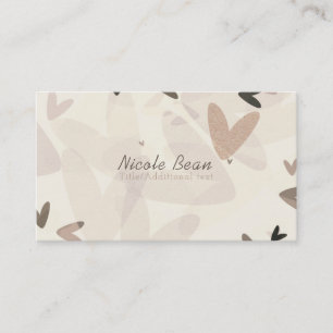 Rosa und Taupe-Herzen Moderne Chic Whimsical Visitenkarte