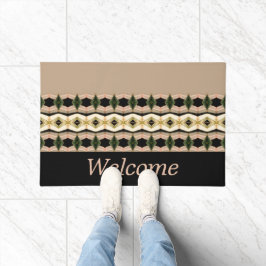 Rosa und Taupe mit Schwarz Fußmatte