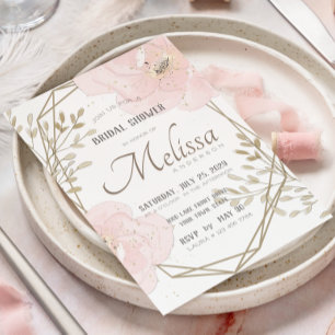 Rosa und Taupe Romantisches Brautparty Einladung