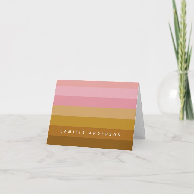 Rosa und Terracotta Boho Geometrische Streifen Nam (Vorderseite)