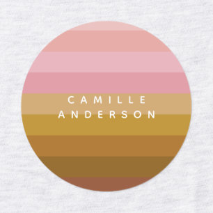 Rosa und Terracotta Boho Geometrische Streifen Nam Etiketten