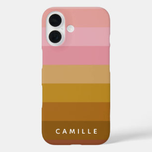 Rosa und Terracotta Boho Geometrische Streifen Nam iPhone 16 Hülle