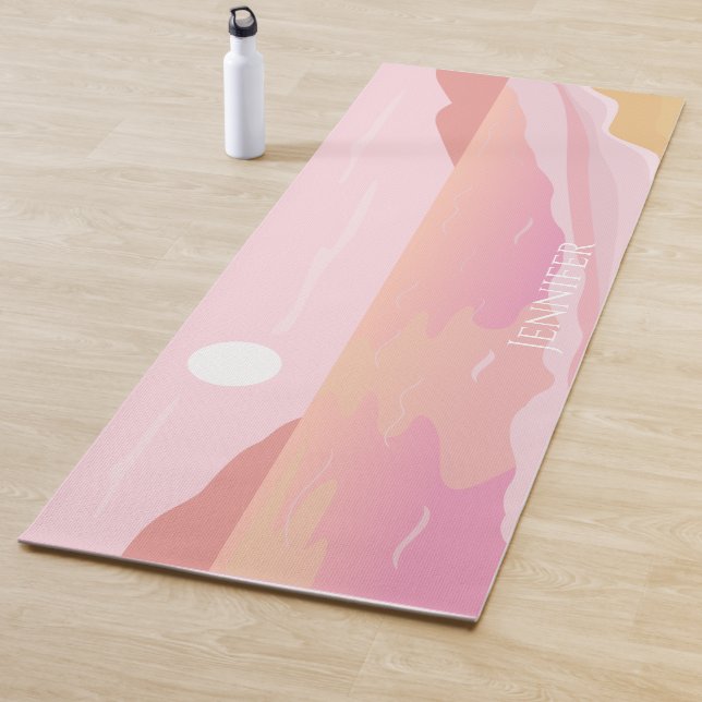 Rosa und Terracotta Tropischer Strand Yogamatte (Beispiel)