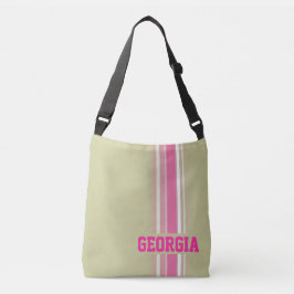 Rosa und thorngrüne Brauntöne Streifen Tasche