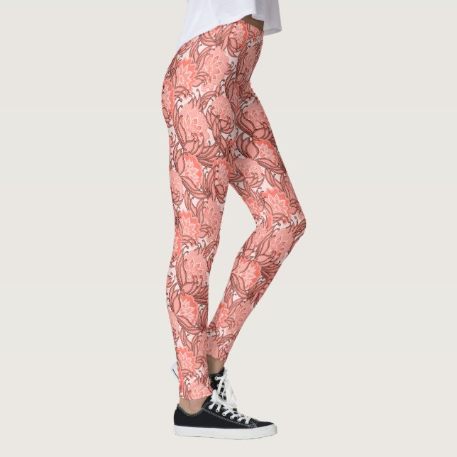 Rosa und tropisches Muster aus Korallen Leggings (Rechts)