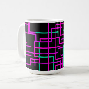 Rosa und Türkis geometrisches Gitter Kaffeetasse