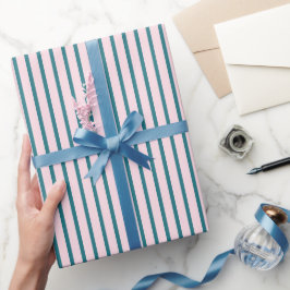 Rosa und Türkis gestreiftes Muster Geschenkpapier
