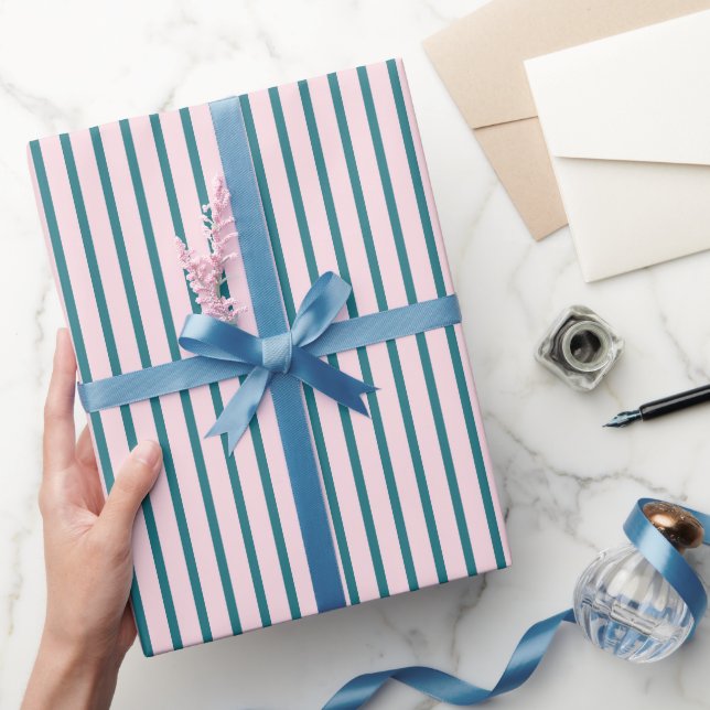 Rosa und Türkis gestreiftes Muster Geschenkpapier (Schenken)