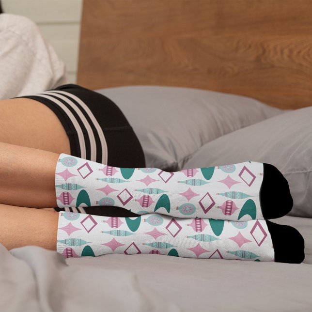 Rosa und Türkis Retro Weihnachtsschmuck Socken (Von Creator hochgeladen)